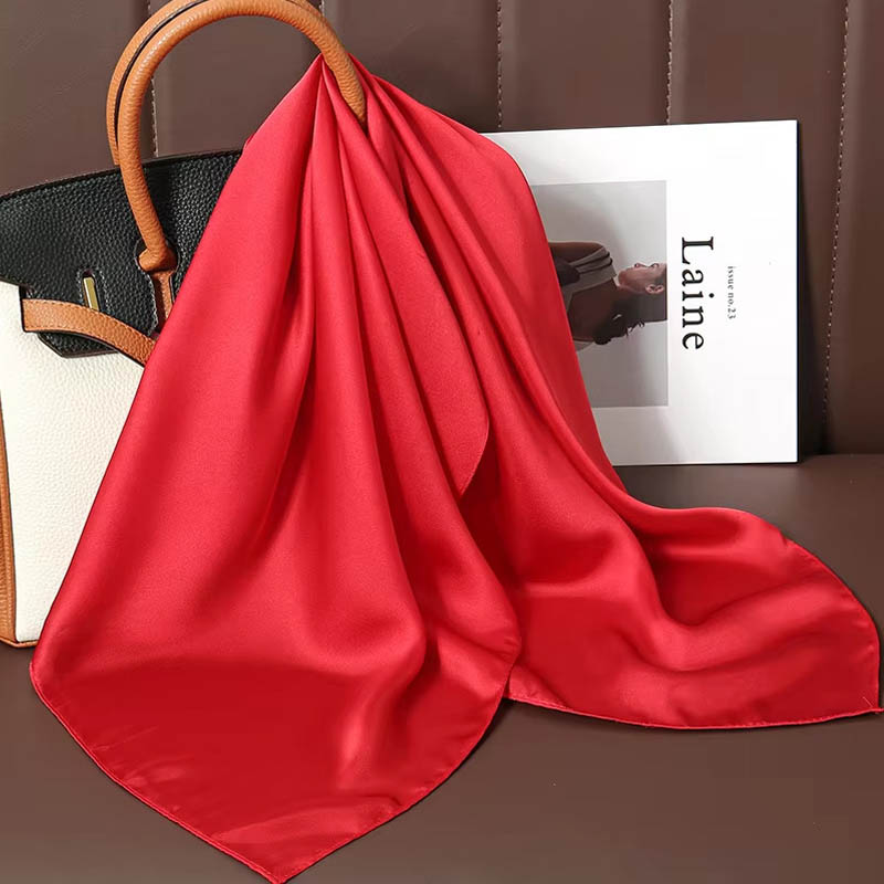 Scarf Silk Square - 럭셔리 솔리드 컬러 실크 스카프 여성용