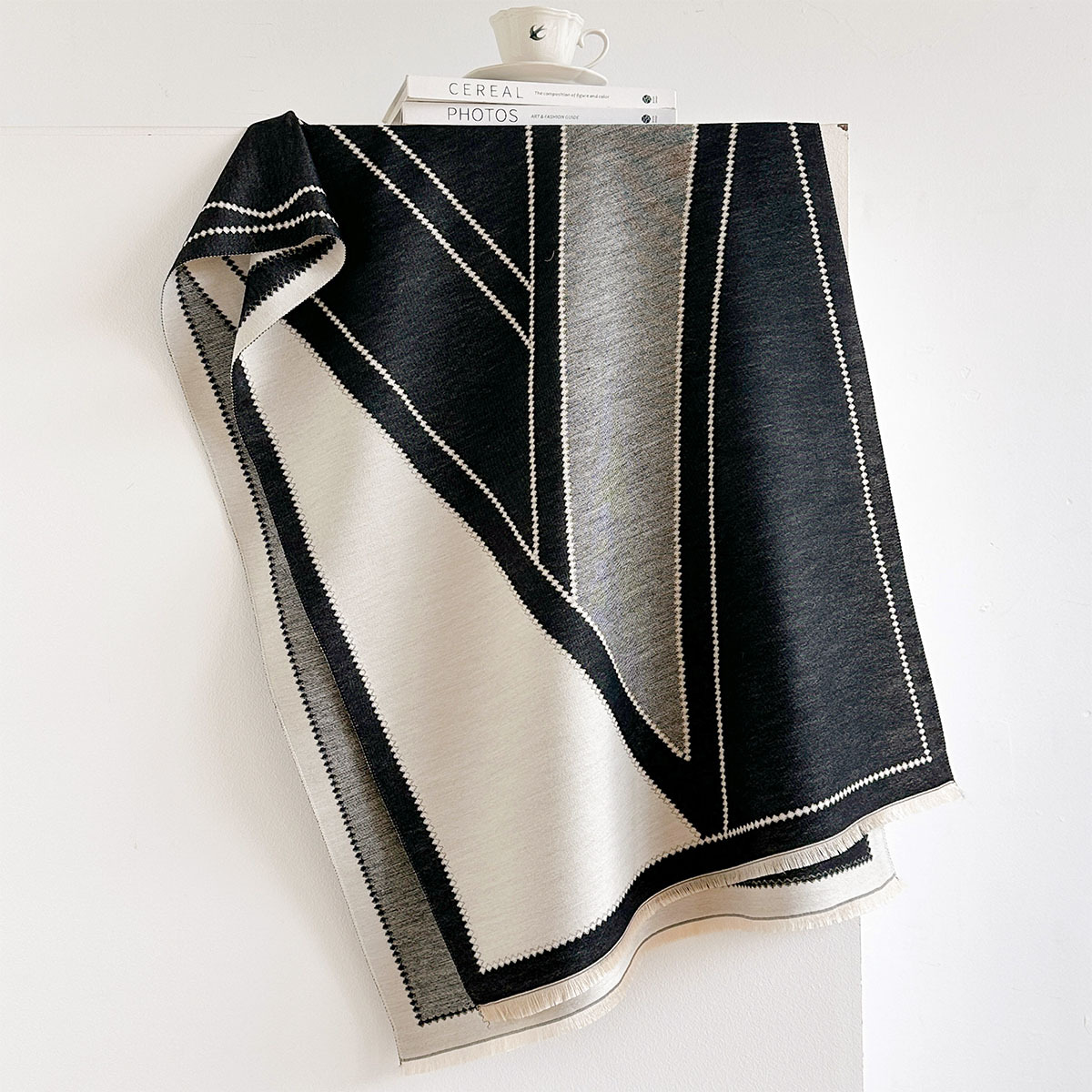 Pashmina Wrap Large - 여성용 인조 캐시미어 스카프 프린지 두꺼운