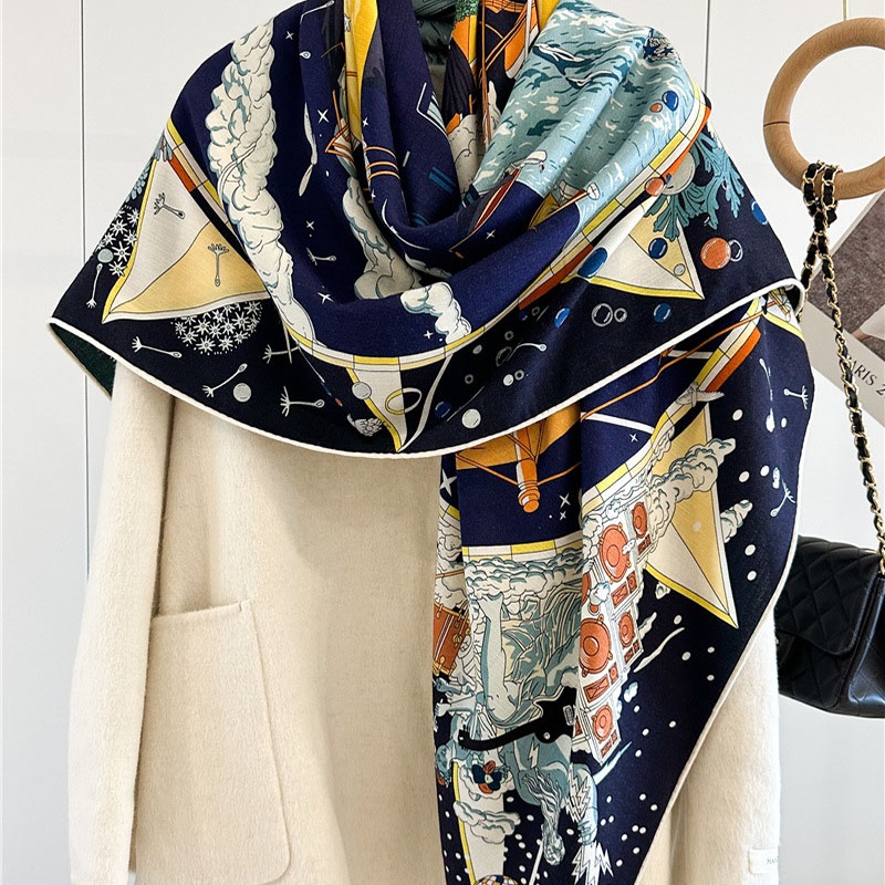 Woven Scarf Blanket - 여성용 럭셔리 양모 담요 스카프, 초대형