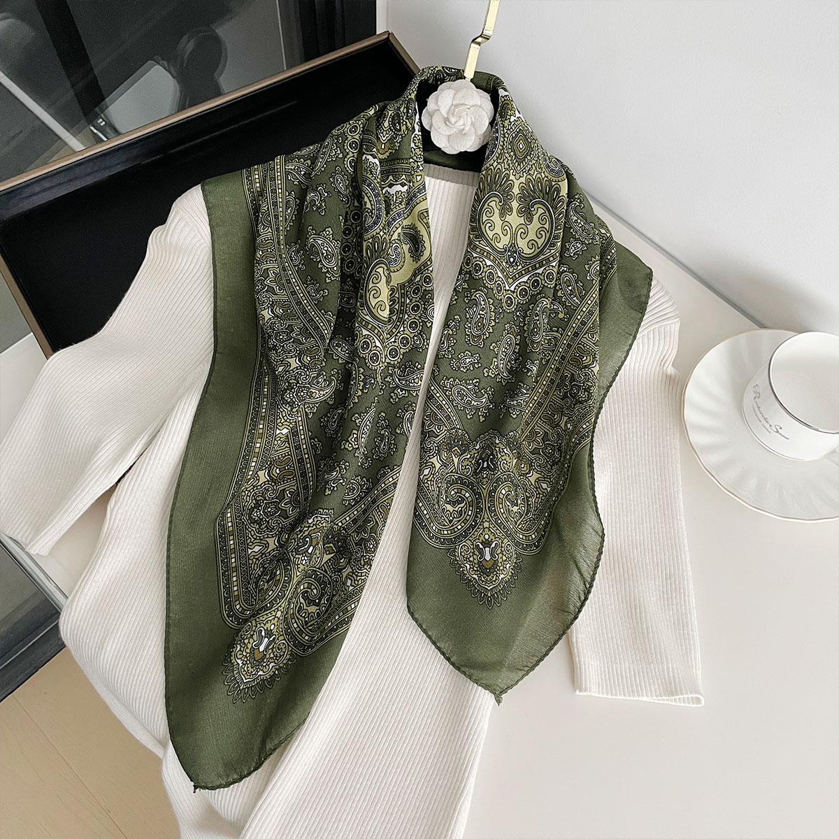Bandana Cotton - 새로운 패션 70X70cm 여성 스카프 페이즐리