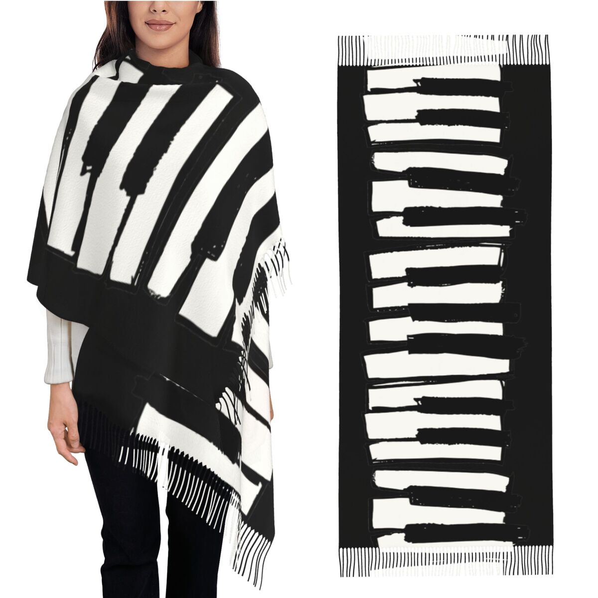 여성용 미니멀리즘 피아노 키 스카프 따뜻한 겨울 파시미 - Pashmina Wrap Large 리뷰 및 가격
