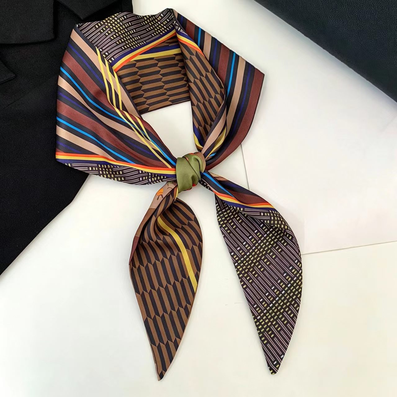럭셔리 프린트 롱 헤어 리본 베벨 실크 스카프 여성 넥 - Head Wrap Turban 리뷰 및 가격