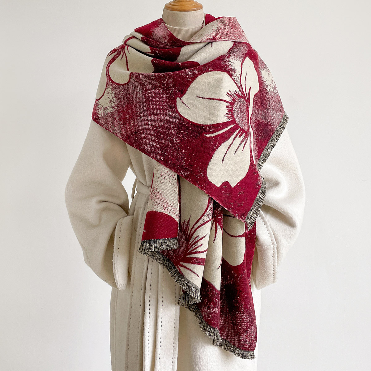 여성용 인조 캐시미어 스카프 프린지 두꺼운 따뜻한 숄  - Pashmina Wrap Large 리뷰 및 가격