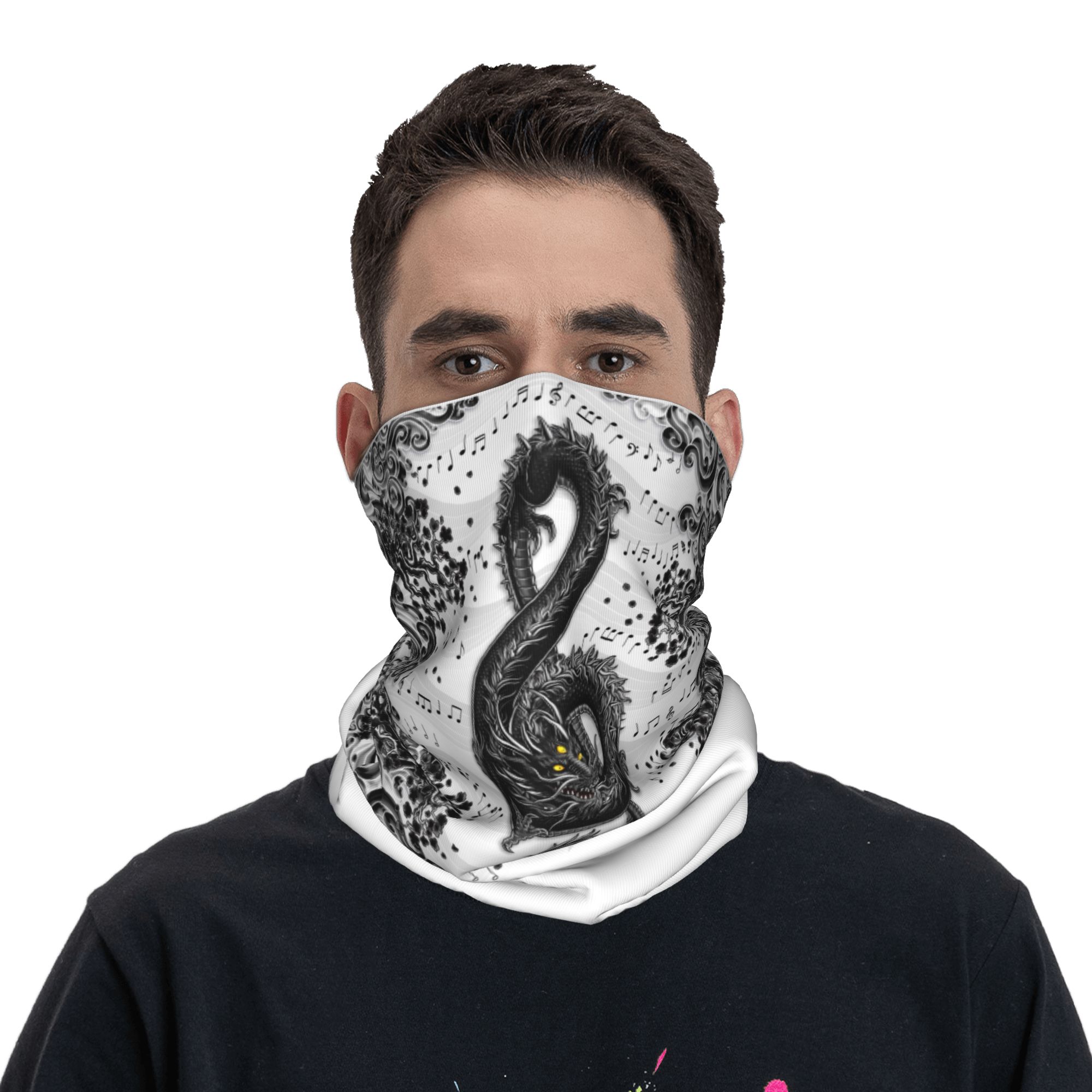 맞춤형 트레블 클레프 음악 드래곤 아트 겨울 헤드밴드  - Neck Warmer Tube 리뷰 및 가격