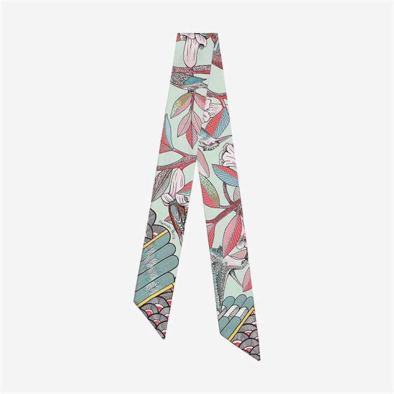 허밍버드 프린트 스키니 실크 스카프 가방, 여성용 리본 - Silk Neck Scarf 리뷰 및 가격