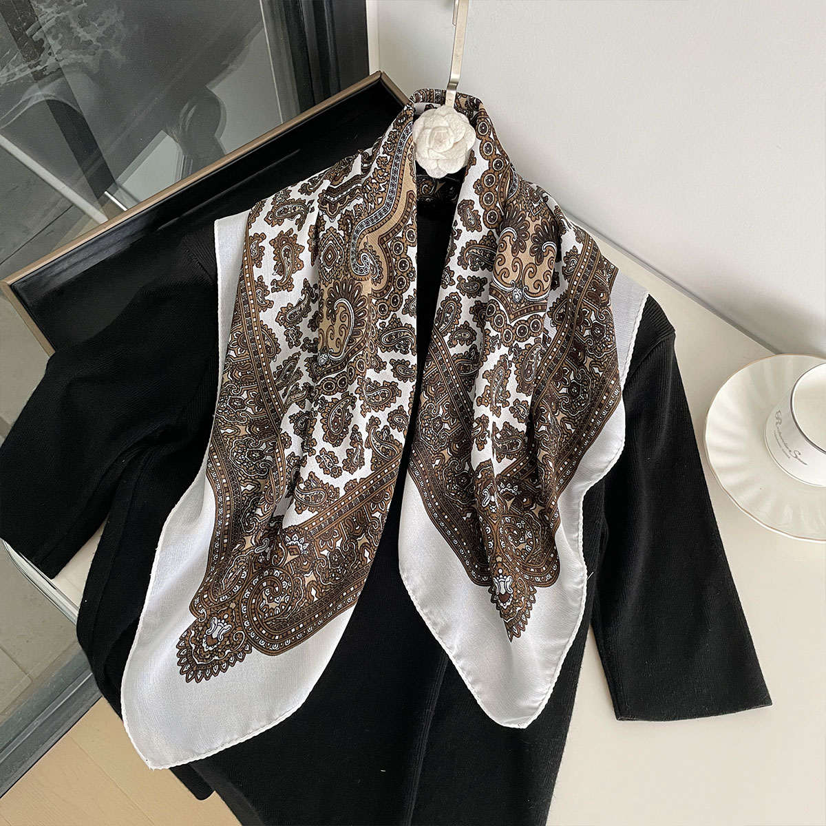 새로운 패션 70X70cm 여성 스카프 페이즐리 인쇄  - Bandana Cotton 리뷰 및 가격